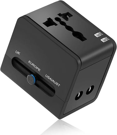 Hoppac Adaptateur Prise Universelle,4 in 1 Prise Internationale De Voyage,2 USB 2.1A/5V Prise Universelle Voyage 1500W,Adaptateur Prise Convient pour USA/UK//EU/AUS Et Plus De 150 Pays